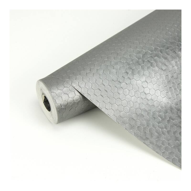 Brewster Carbon Pewter Honeycomb Geometric Wallpaper - 20.5 x 396 x 0.025