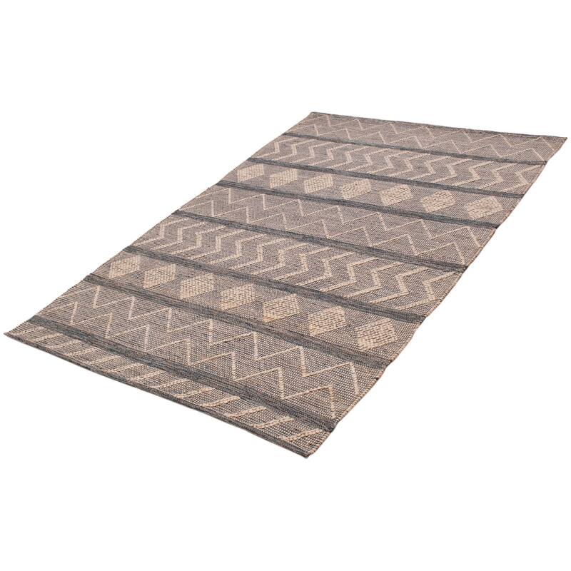 ECARPETGALLERY Braid weave Sienna Grey Wool Rug - 6'1 x 9'2