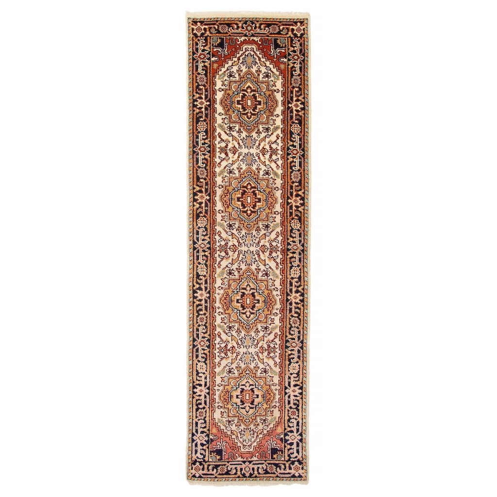 ECARPETGALLERY Hand-knotted Serapi Heritage Cream Wool Rug - 2'7 x 10'0