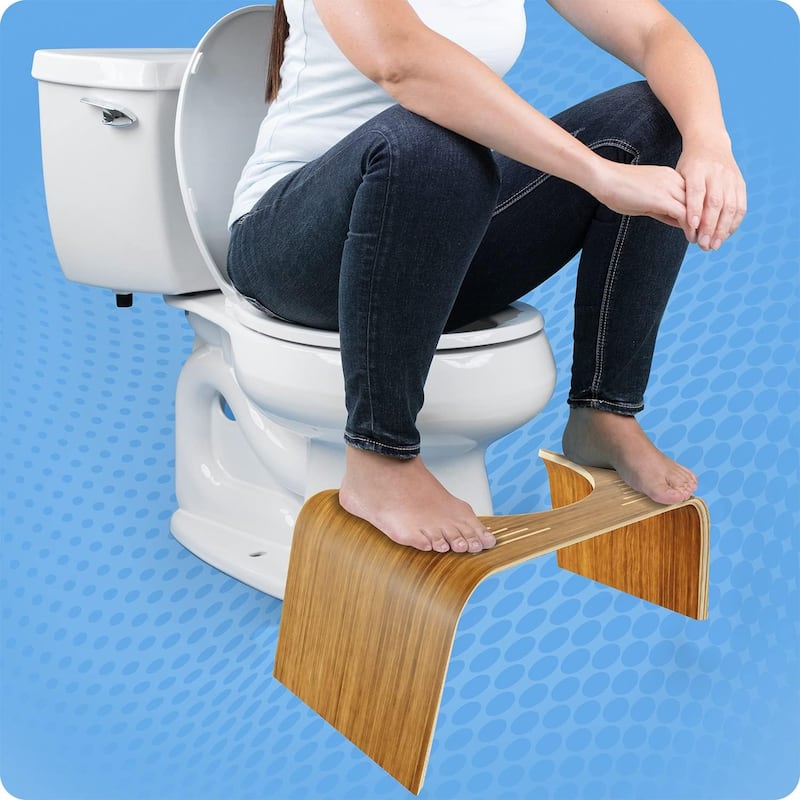 Squatty Potty Slim Teak Toilet Stool, 7 Inch Height, Original Bathroom Wood Stool for Natural Positioning - Brown