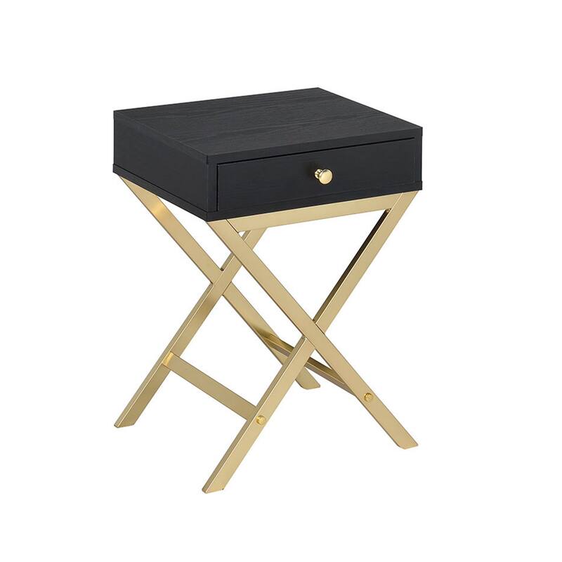 Charming Metal and Wood Accent Table with Versatile Drawer for Stylish Spaces