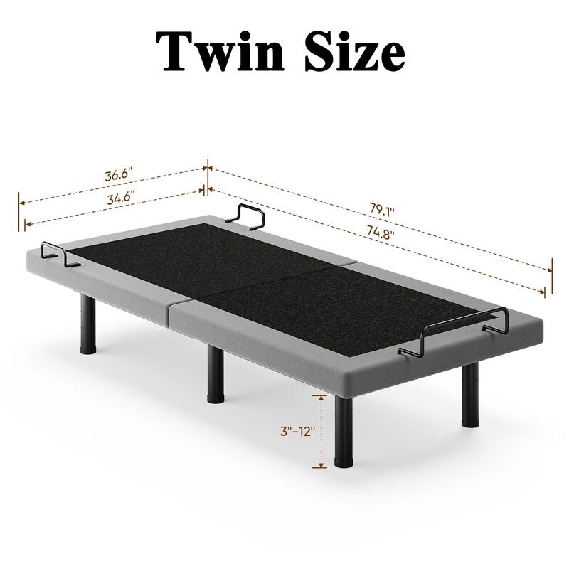 Twin Split King Size Adjustable Bed Base Frame with Massage