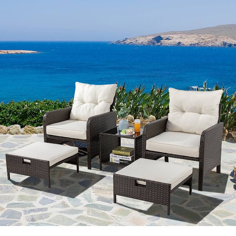 Futzca 5-pc. Brown Wicker Small Patio Furniture Set