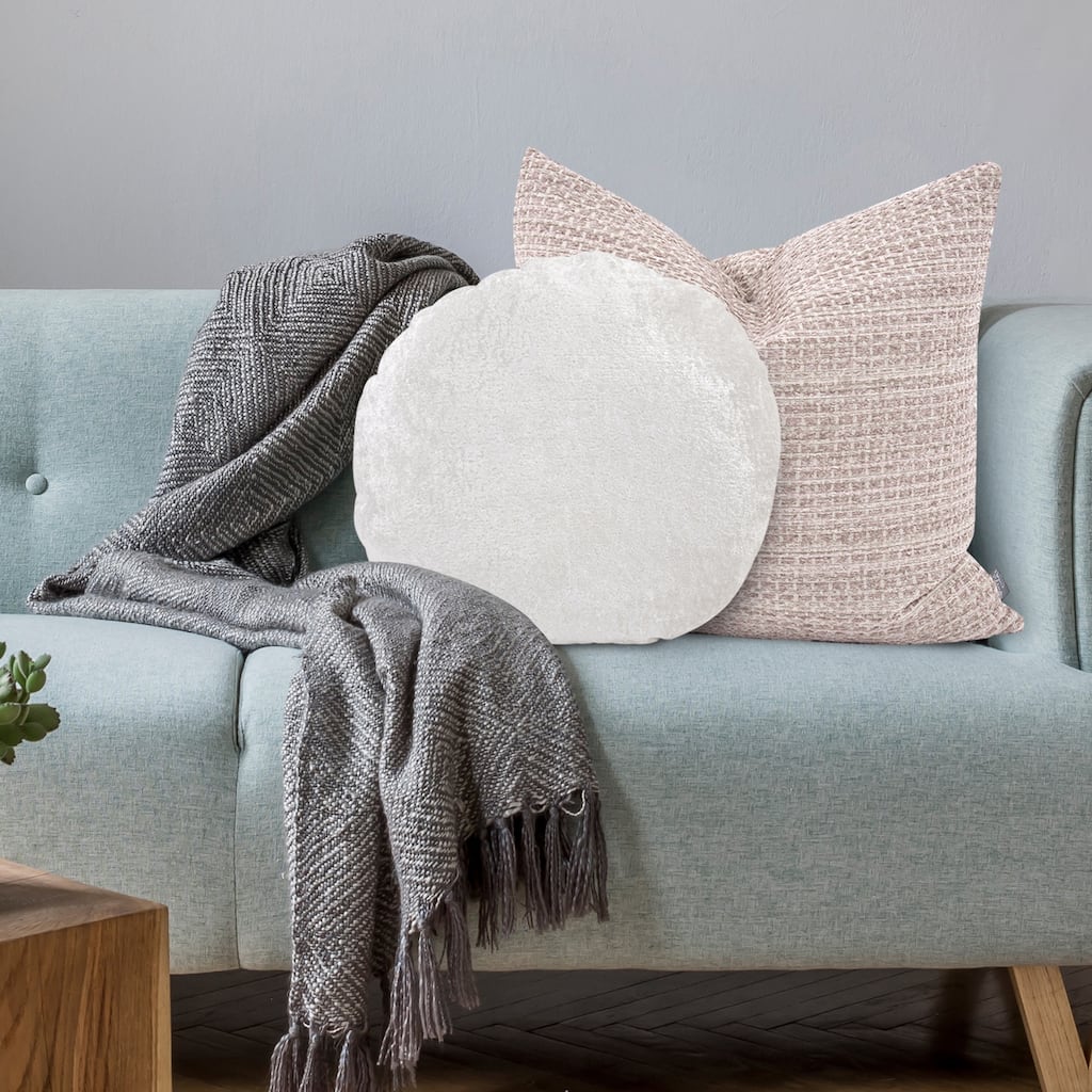 Allan Andrews Amaron Decorative Round Crushed Velvet Throw Pillow