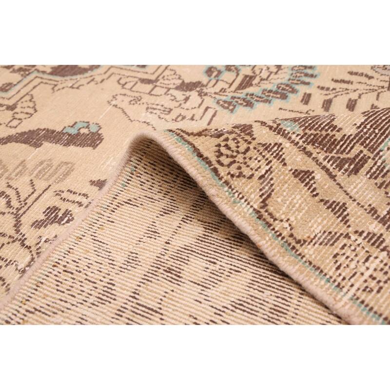 ECARPETGALLERY Hand-knotted Antalya Vintage Beige Wool Rug - 7'7 x 10'4