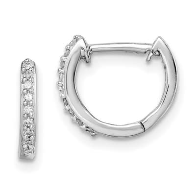 Curata 925 Sterling Silver Polished Hinged hoop Diamond Earrings - 10x2mm Wide 2mm Thick