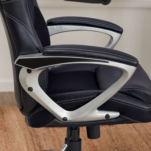 Serta Black Puresoft Faux Leather And Mesh Executive Office Chair Overstock 9043694