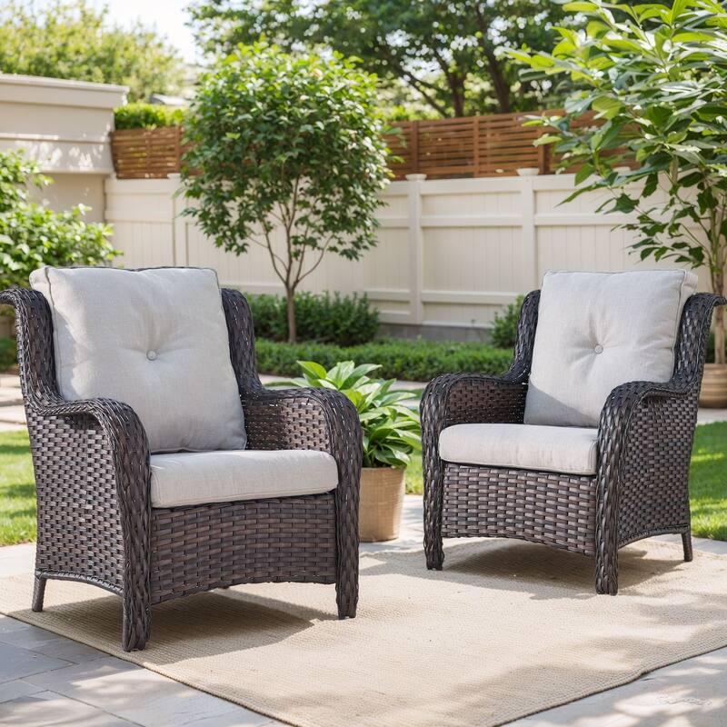 Gymojoy Wicker Patio Club Chairs with Olefin Weather-Resistant Cushions
