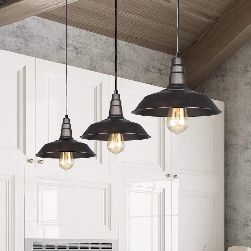 Farmhouse 1-Light Rustic Barn Pot Industrial Pendant Lights for Kitchen Island