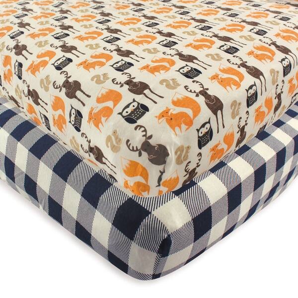 slide 1 of 1, Hudson Baby Infant Boy Cotton Fitted Crib Sheet, Forest, One Size - Forest - One Size One Size - Forest