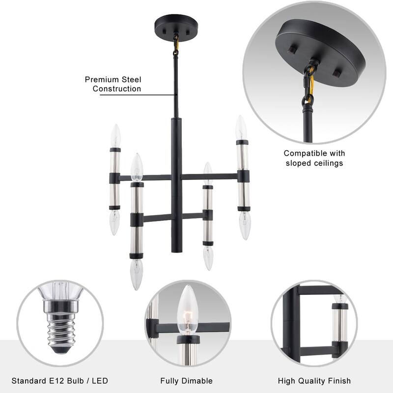Brio Lighting Atollo Mdern Black 8 Light Chandelier