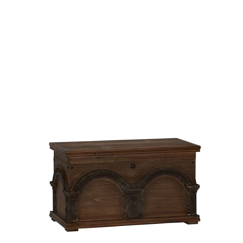 Household Essentials Wooden Arch Storage Trunk with Hinged Lid - 10.3"L x 20.0"W x 11.4"H - 10.3"L x 20.0"W x 11.4"H - Brown