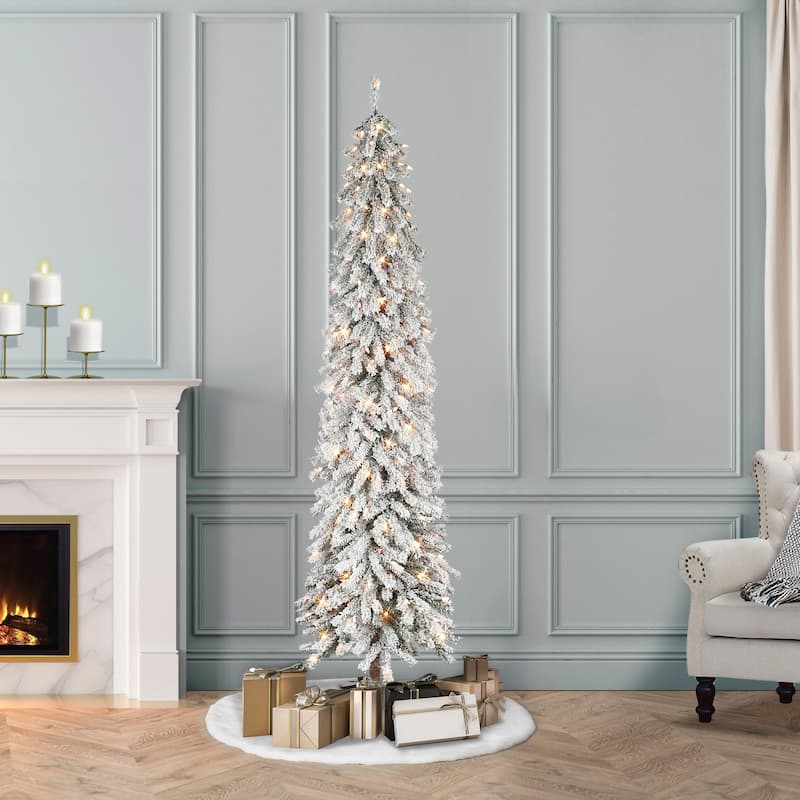 Puleo International 6 ft. Pre-Lit Flocked Alpine Artificial Tree