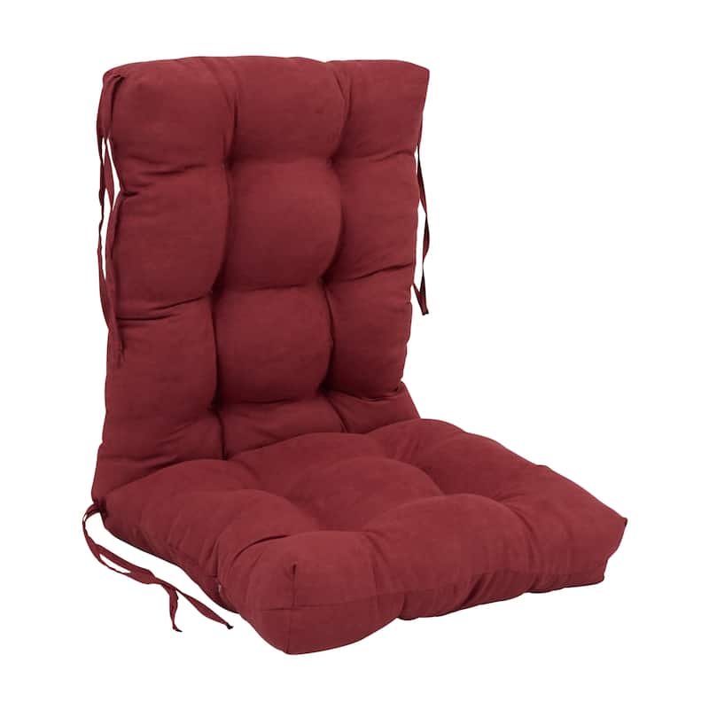 Multi-section Tufted Indoor Microsuede Seat/Back Chair Cushion (Multiple Sizes) - 18 x 38 - Red Wine