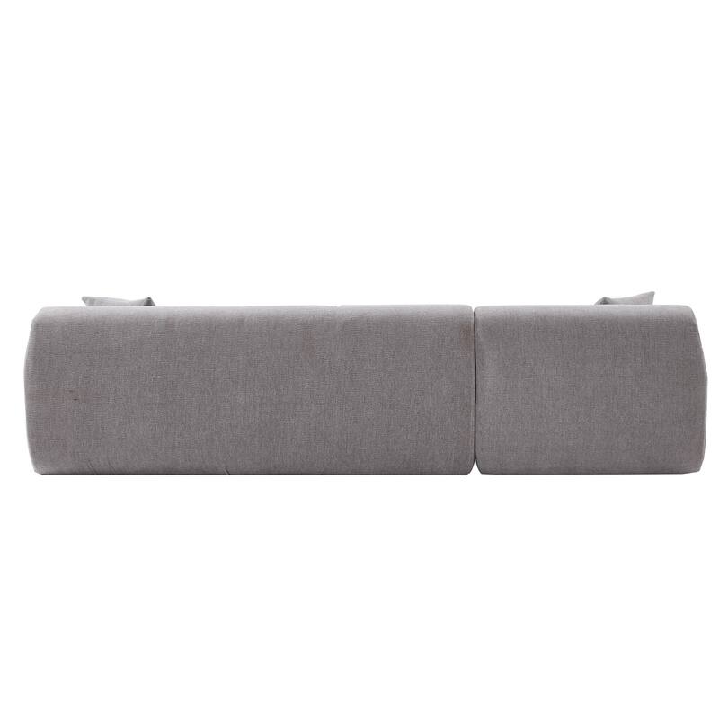 L-Shape Modular Sectional Sofa with Chaise Lounge, Oversized Chenille Upholstered Sofa, 3 Seater Sofa with 2 Throw Pillows