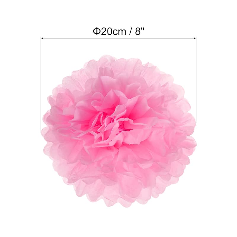 10Pcs Tissue Pom Poms Paper Flowers Ball Party Wedding Decor - Pink