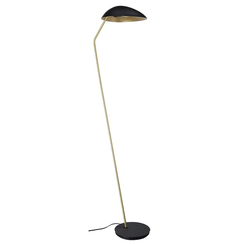 Lindmoor - 1-Light Floor Lamp Black Finish - Brushed Brass Accents - Brushed Brass