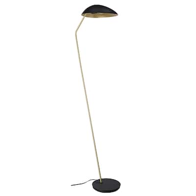 Lindmoor - 1-Light Floor Lamp Black Finish - Brushed Brass Accents