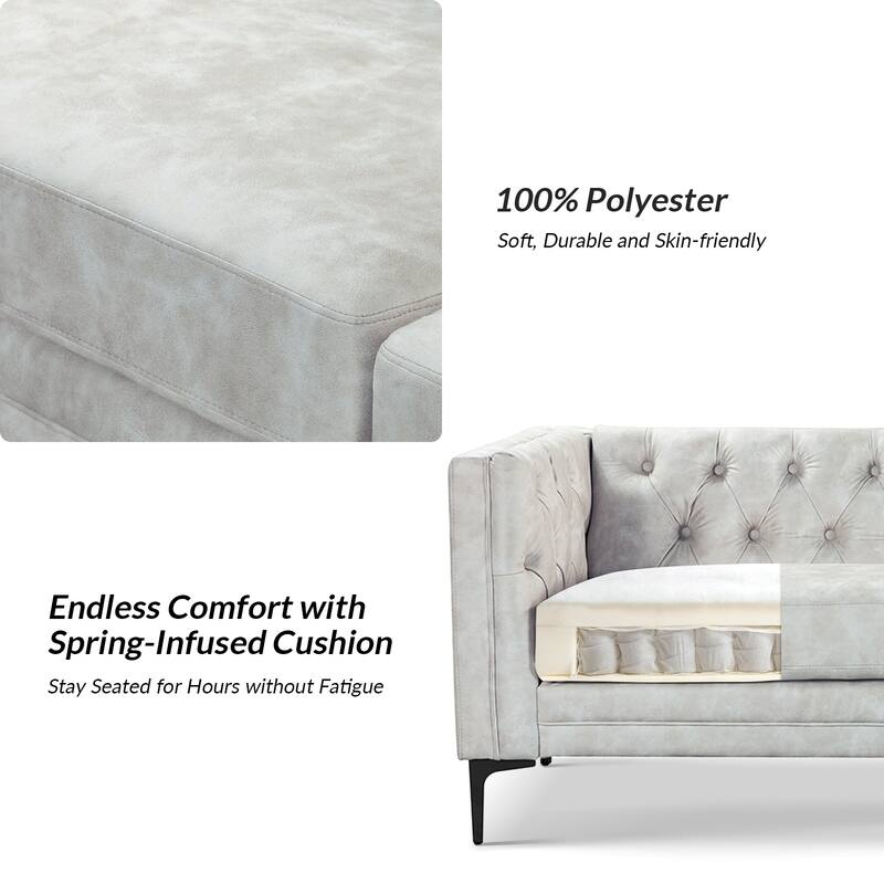 Calymne 84" Classic Square Arms Sofa with Button-Tufted Back by HULALA HOME