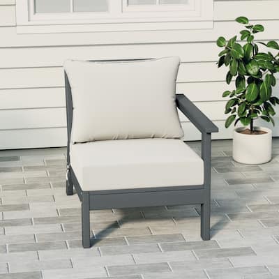Birchwood All Weather HDPE Outdoor Patio Deep Seating Gray Right Arm Facing Chair With Cushions (1-Piece)
