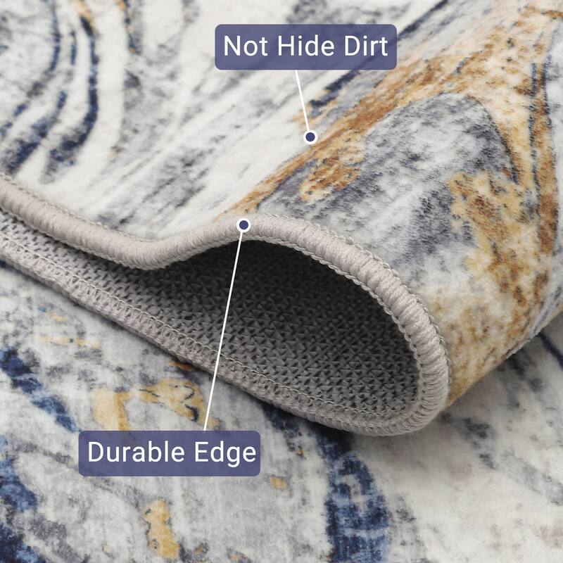 Modern Abstract Area Rug Washable Non-Slip Low Pile Rugs for Living Room Bedroom