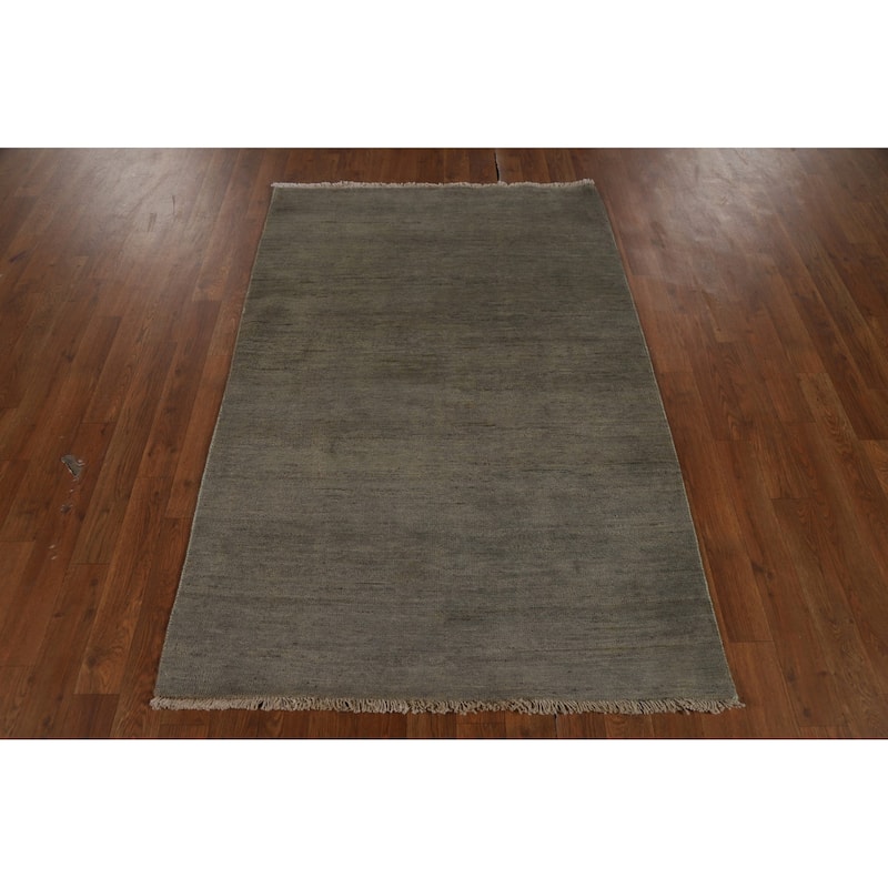 Green & Gray Gabbeh Oriental Rug Handmade Wool Carpet - 3'4" x 5'0"