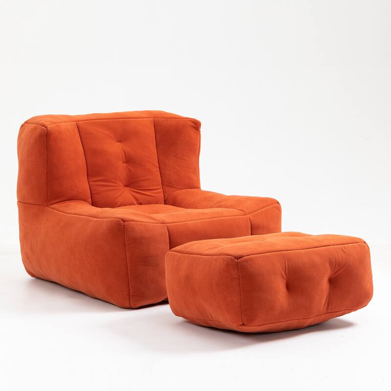 Fluffy Bean Bag Chair Soft Lazy Sofa Chair with Ottoman