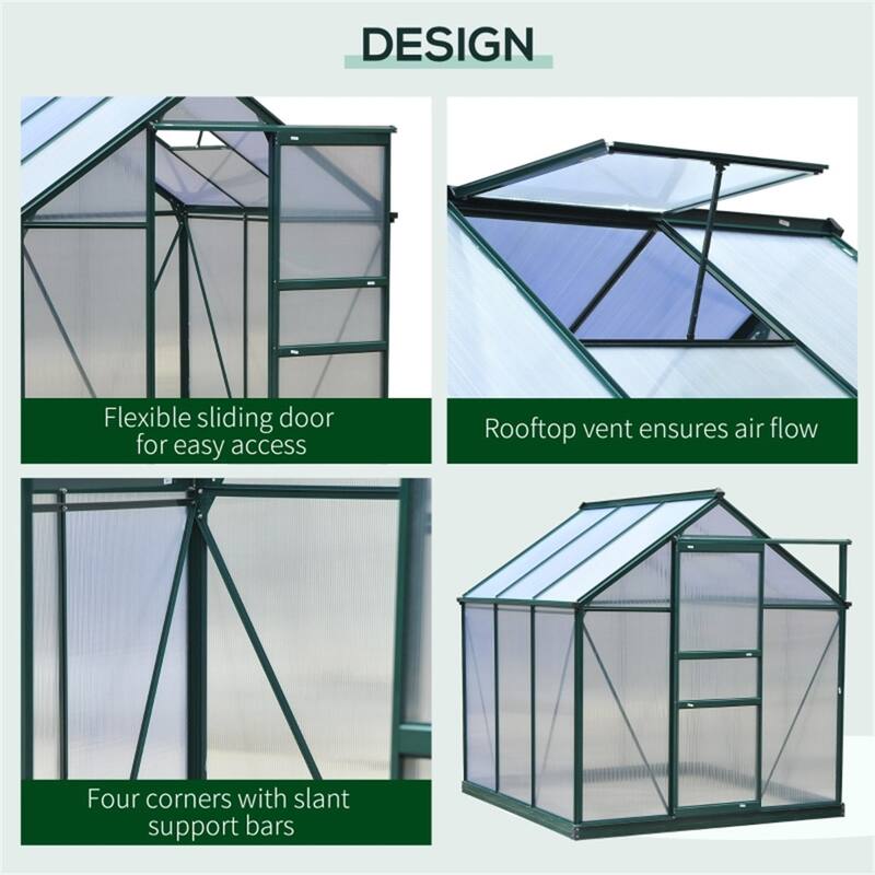 Walk-In Greenhouse for Garden Plants with Reinforced Base and Aluminum Frame