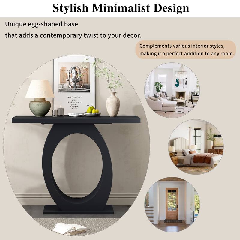 Stylish Modern Console Table with Egg-Shaped Base,Enhanced Stability and Durability,Sleek Design,Perfect for Living Room