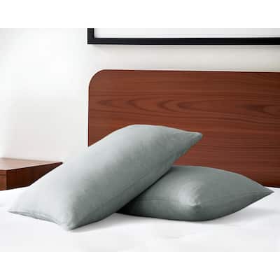HomeRoots Set of Two Blue Linen Pillowcases