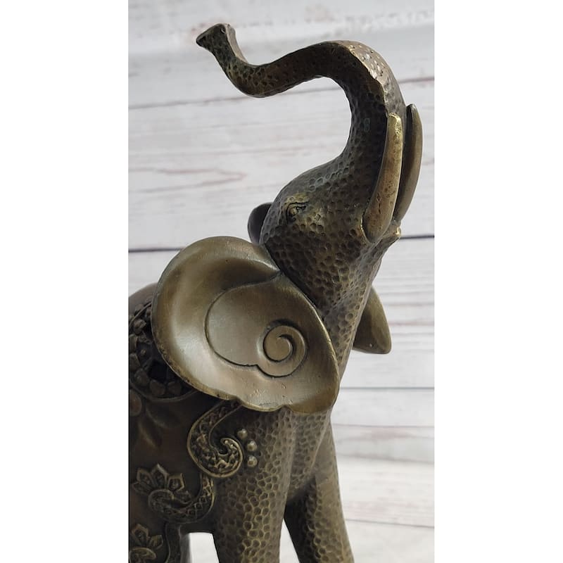 Decorative Indian Elephant Bronze Figure Statue Sculpture Hindu Design Handmade Art
