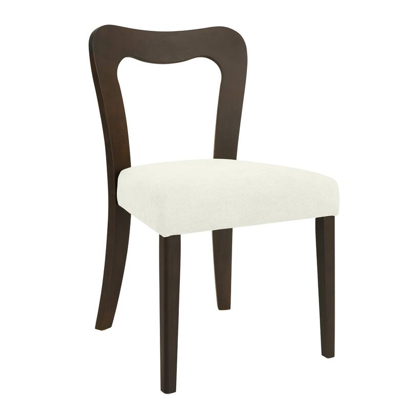 Set of 2 Modern Dining Chairs with Rubberwood Frame and Upholstered Seats - Open Back Armless Design