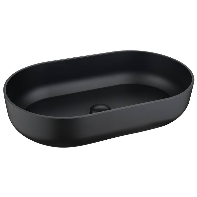 Modern 24-Inch Acrylic Bathroom Sink with Hydrophobic Surface, Non-Porous and Durable Design - 24in L - Matte Black