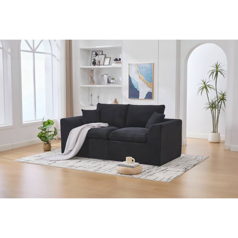 Modular Sectional Sofa Cloud Couch,Comfy Cloud Modern Sofa - Black