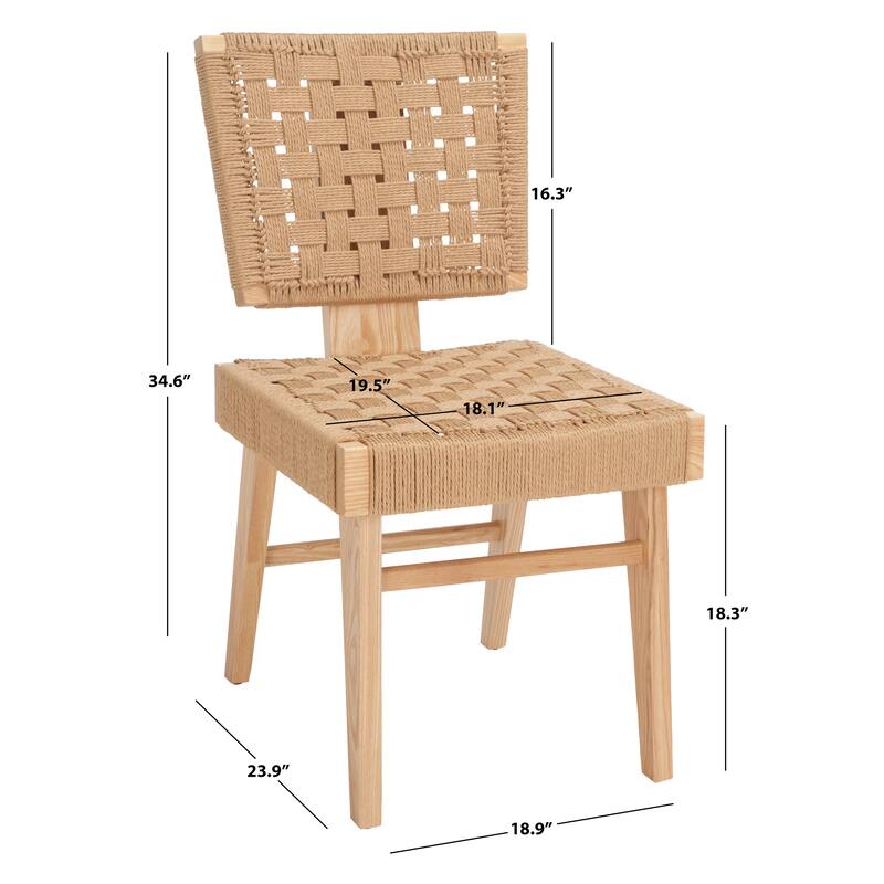 SAFAVIEH Couture Justice Woven Dining Chair (Set of 2) - 19 In. W x 24 In. D x 35 In. H - 19Wx24Dx35H