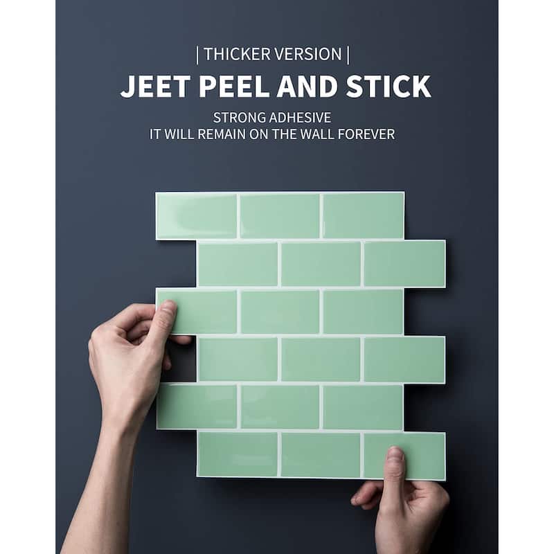 Art3d 10-sheet Subway Tiles Peel and Stick Backsplash for kitchen（thicker design）