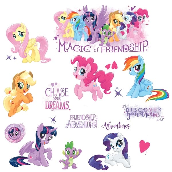 slide 2 of 3, Blue & Red & Brown My Little Pony The Movie Wall Decals With Glitter by RoomMates