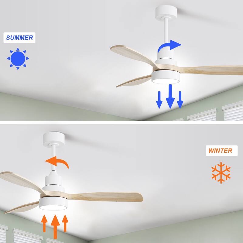 48" and 52" Integrated LED Ceiling Fan with Light and Remote, Reversible DC Motor