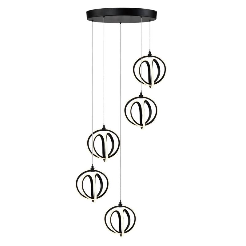 Artcraft Rose - LED Pendant - 5-Light - Black - Black