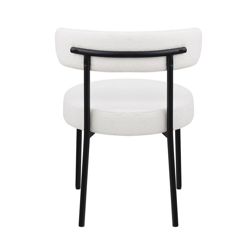 Modern Round Upholstered Boucle Dining Chairs (Set of 2)