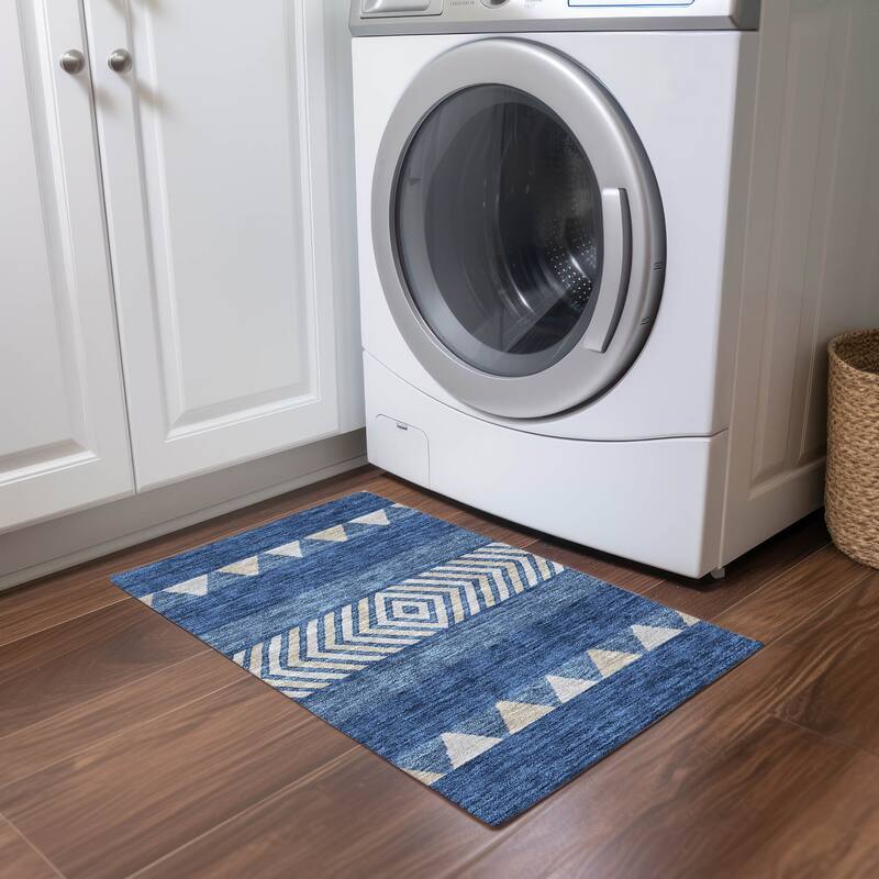 Machine Washable Indoor/ Outdoor Global Boho Chantille Rug
