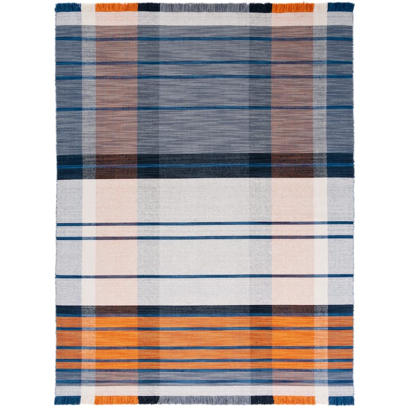 SAFAVIEH Striped Kilim Drusiana Wool Fringe Rug