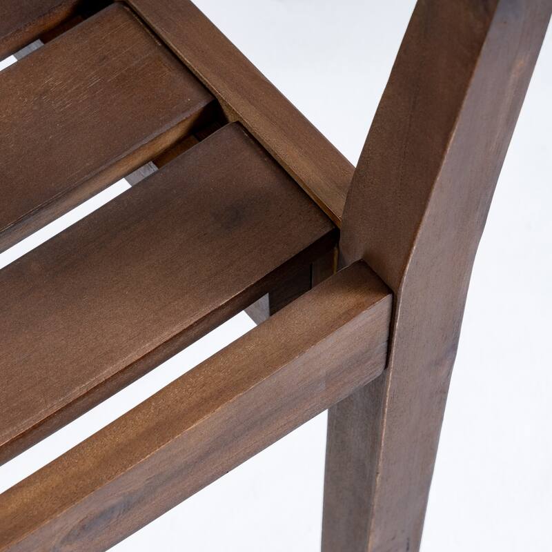 Roomfitters Stamford Set of 2 Acacia Wood Outdoor Dining Armchairs, Slatted Open-Back Design