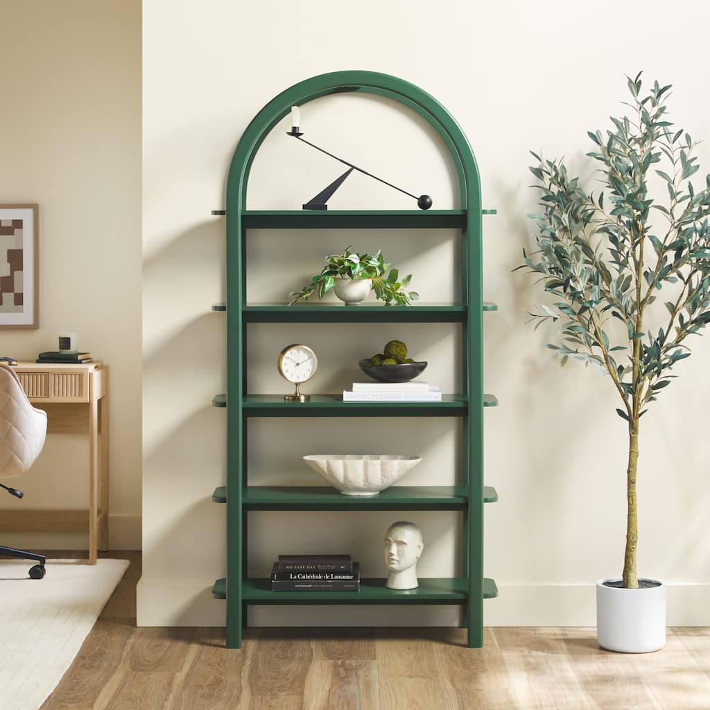 Walker Edison Modern Wood Arched Open Bookcase
