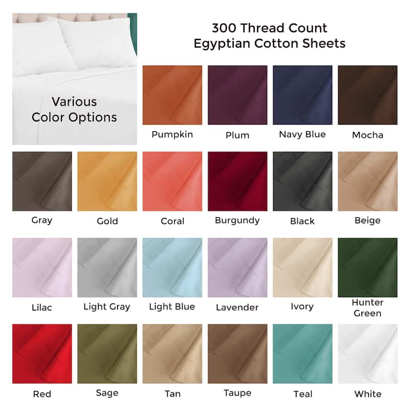Superior Egyptian Cotton Sateen 300-Thread Count Solid Sheet Set- Split King
