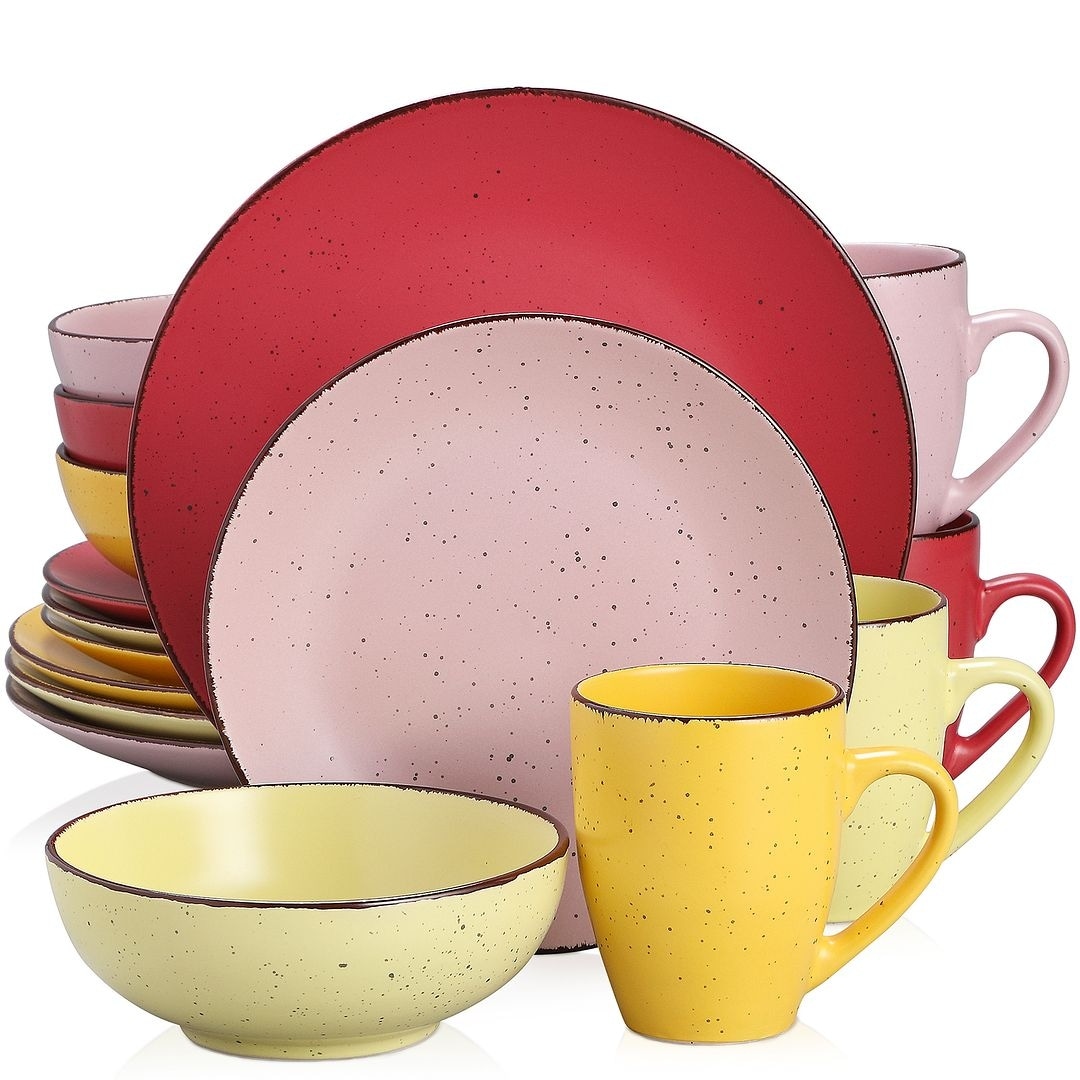 vancasso Moda 16-Piece Matte Speckled Dinnerware Set, Service for