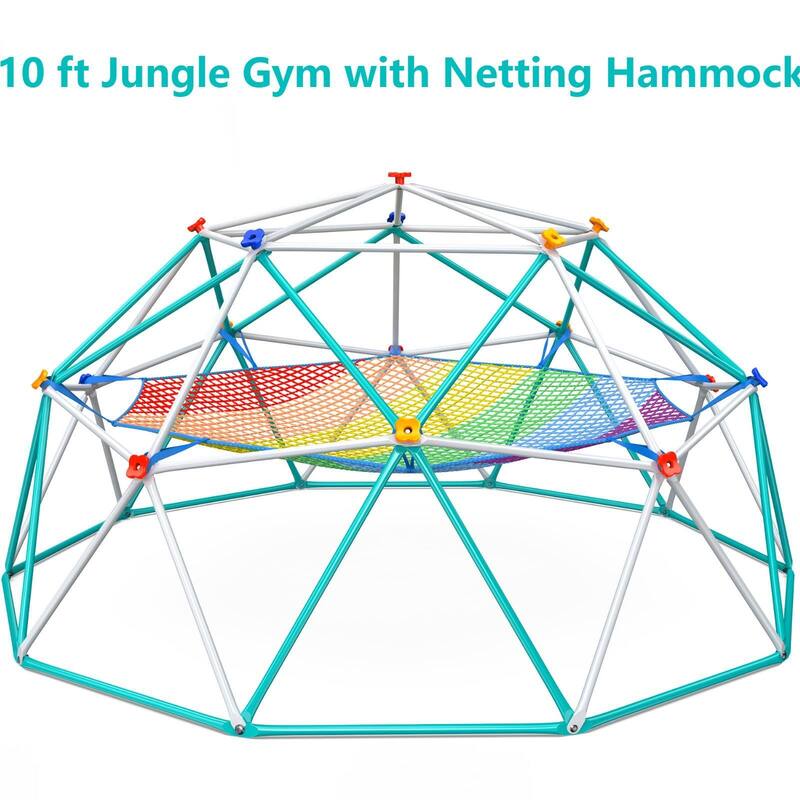 Hapfan Jungle Gym, Upgraded 10FT Climbing Dome with Netting Hammock Outdoor Play Equipment for Kids 3-12 - N/A