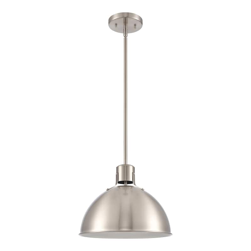 Elk Home Zayne Brushed Nickel With Metal Dome Shade 1 Light Pendant