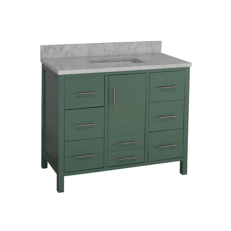 KitchenBathCollection California 42" Bathroom Vanity with Carrara Marble Top