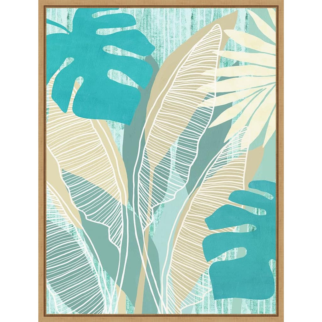 Amanti Art Aqua Tropical I by Flora Kouta Framed Canvas Wall Art Print - Sylvie Maple